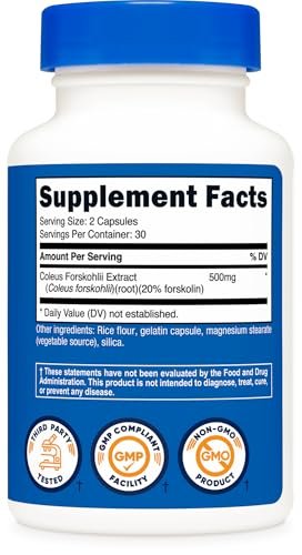 Nutricost Coleus Forskohlii 500 mg, 60 Kapseln – Höchste Wirksamkeit