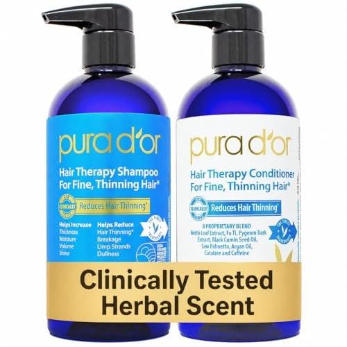 PURA D'OR Haarausfall Therapie Biotin Shampoo & Conditioner Set, klinisch getestet, für Frauen & Männer, 2x 473 ml