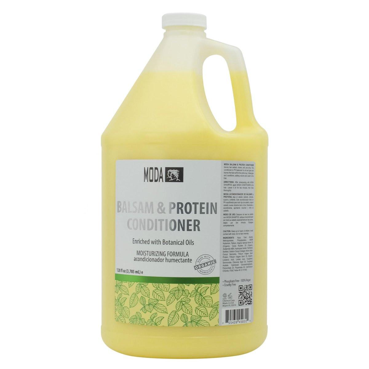 MODA Feuchtigkeitsspendender Conditioner für alle Haartypen, Balsam und Protein, 128 Unzen, Professional – Stärkt, spendet Feuchtigkeit, macht das Haar weich und glänzend, verleiht Volumen, schützt die Farbe und stellt wieder her