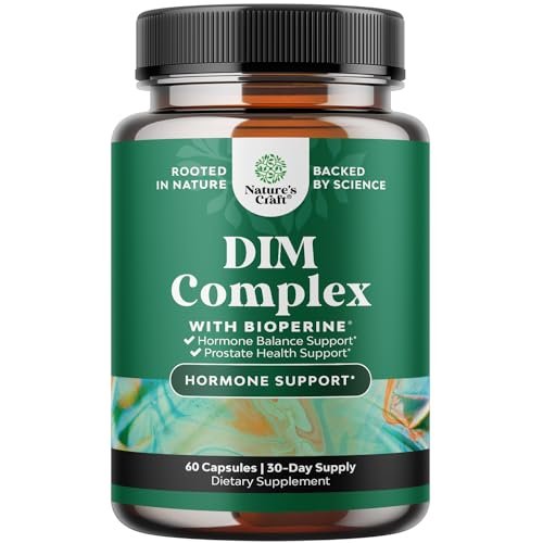 Reines DIM Supplement für Männer mit Bioperin – DIM Östrogenblocker für Männer für Hormonhaushalt & Prostata Gesundheit – Diindolylmethan Testosteron Komplex mit Brokkoliröschen – 60 Kapseln