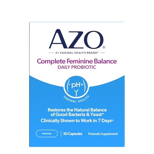 AZO Complete Feminine Balance – Tägliche Vaginale Probiotika für Frauen, klinisch erwiesen zum Schutz der Vaginalgesundheit, hilft pH-Wert und Hefepilze auszugleichen, 30 Kapseln