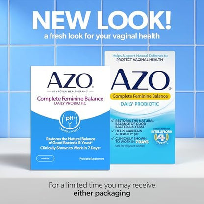 AZO Complete Feminine Balance – Tägliche Vaginale Probiotika für Frauen, klinisch erwiesen zum Schutz der Vaginalgesundheit, hilft pH-Wert und Hefepilze auszugleichen, 30 Kapseln
