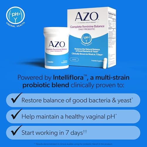 AZO Complete Feminine Balance – Tägliche Vaginale Probiotika für Frauen, klinisch erwiesen zum Schutz der Vaginalgesundheit, hilft pH-Wert und Hefepilze auszugleichen, 30 Kapseln