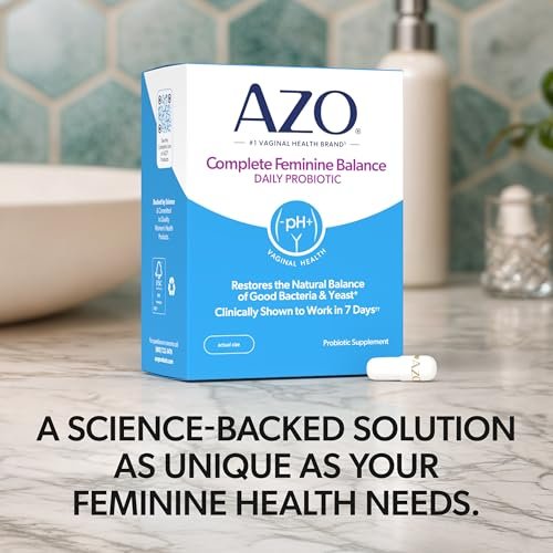 AZO Complete Feminine Balance – Tägliche Vaginale Probiotika für Frauen, klinisch erwiesen zum Schutz der Vaginalgesundheit, hilft pH-Wert und Hefepilze auszugleichen, 30 Kapseln