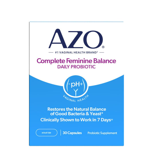 AZO Complete Feminine Balance – Tägliche Vaginale Probiotika für Frauen, klinisch erwiesen zum Schutz der Vaginalgesundheit, hilft pH-Wert und Hefepilze auszugleichen, 30 Kapseln