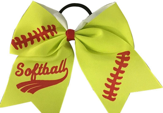 Infinity Collection Softball Hair Bow - 6,5" Cheer Bow Haaraccessoire - Perfektes Softball-Spieler Geschenk - Roter Stich