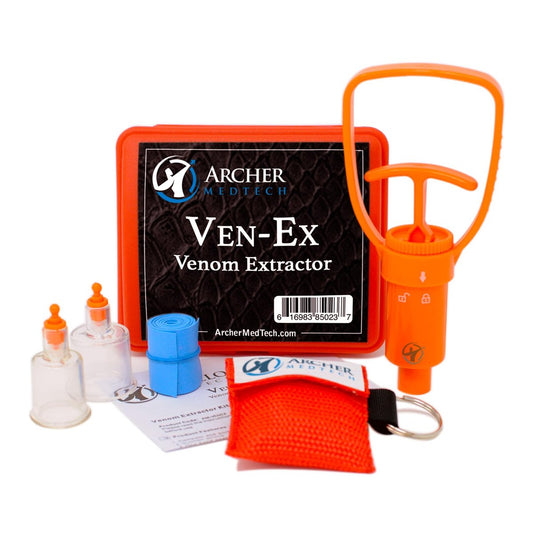 Archer MedTech Ven-Ex Schlangenbiss-Set & Bienenstich-Set – Tragbarer Giftabsauger für Menschen und Hunde mit Tourniquet, Bonus CPR-Gesichtsschutz, Outdoor-Erste-Hilfe für Wandern, Camping & Rucksackreisen