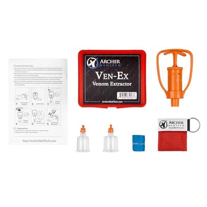 Archer MedTech Ven-Ex Schlangenbiss-Set & Bienenstich-Set – Tragbarer Giftabsauger für Menschen und Hunde mit Tourniquet, Bonus CPR-Gesichtsschutz, Outdoor-Erste-Hilfe für Wandern, Camping & Rucksackreisen