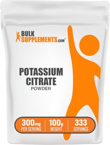 BulkSupplements.com Kaliumcitrat Pulver – Kaliumergänzung, Elektrolyt – Rein, Glutenfrei – 310 mg pro Portion, Mehrere Portionen (100 Gramm – 3,5 oz)