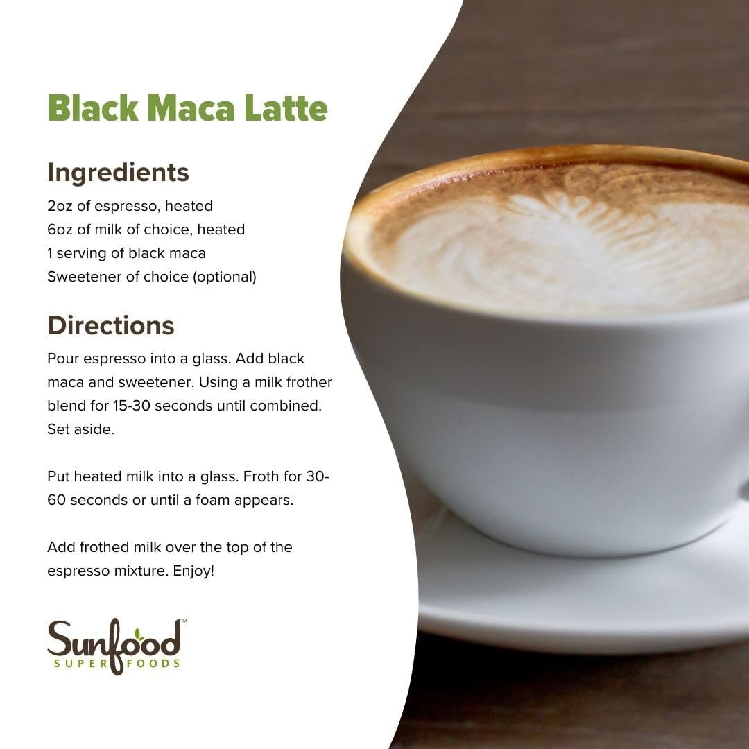 Sunfoods Superfoods Bio Schwarze Maca Pulver – Schwarze Maca Wurzelpulver für Männer & Frauen, Peruanisch, Roh, Vegan, Premium Schwarze Maca – 113 g Beutel