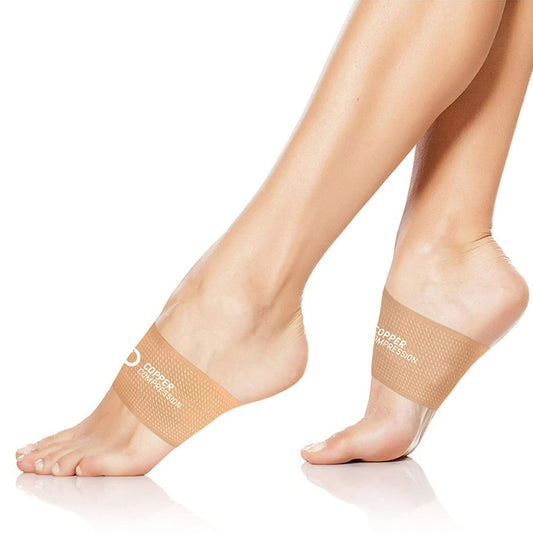 Kupfer-Kompressions-Fußgewölbestützen – Gezielte Kompression bei Plantarfasziitis, Schmerzen, Plattfüßen und hohen Fußgewölben – Atmungsaktive Unterstützung für Damen und Herren – Nude
