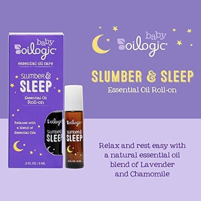 Oilogic Schlummer & Schlaf Roll-On mit ätherischen Ölen für Babys & Kleinkinder – Sanfte Aromatherapie, pflegeleichte Wohlfühlmischung, pädiatrisch getestet, 0,3 Fl Oz