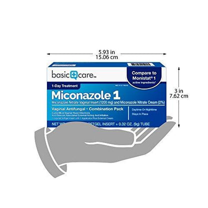 Miconazolnitrat Vaginalzäpfchen 1200 mg und Miconazolnitrat Creme 2%, 1-Tages-Behandlung, Lindert Juckreiz, Vaginale Hefepilzinfektion, 0,32 Unze, 1 Stück