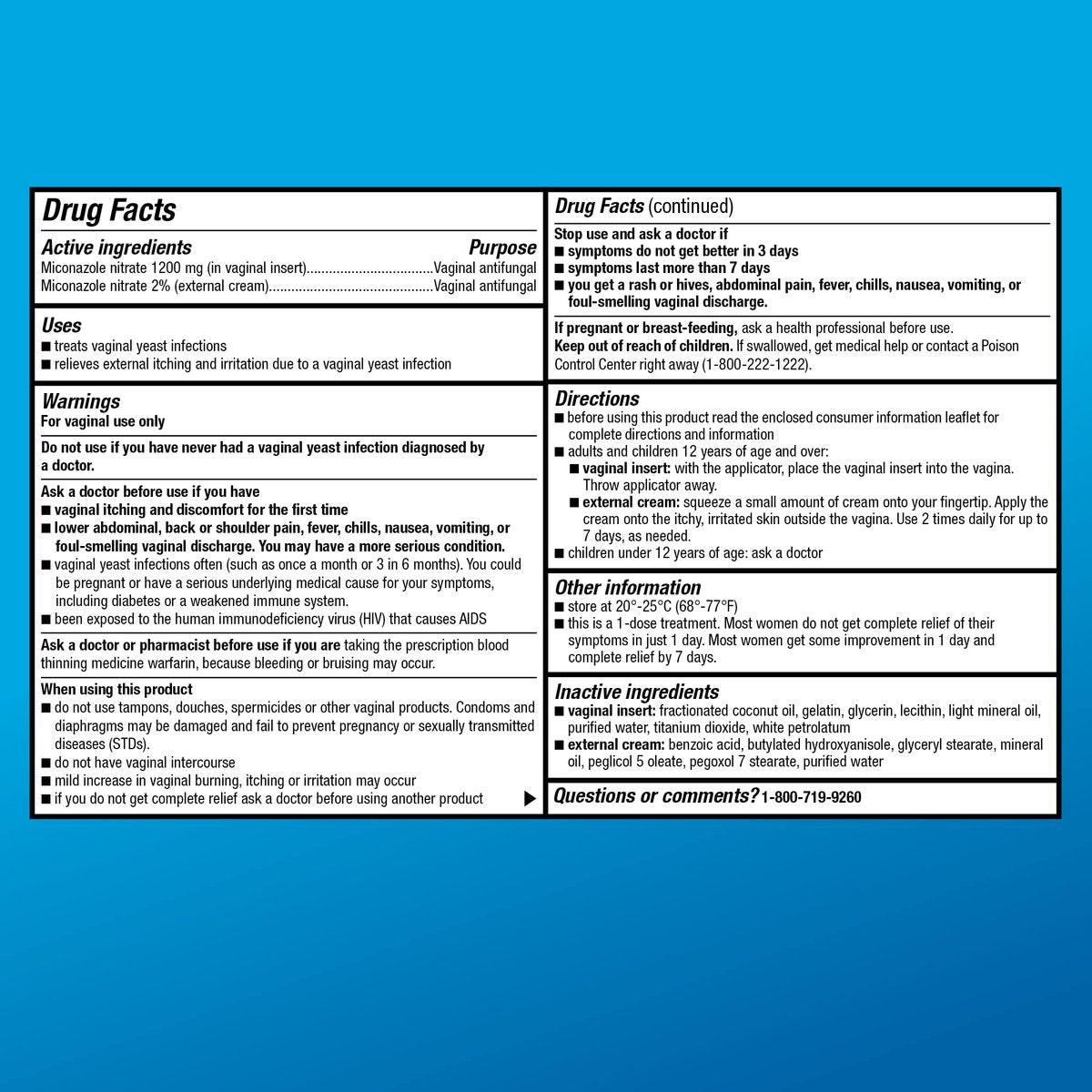 Miconazolnitrat Vaginalzäpfchen 1200 mg und Miconazolnitrat Creme 2%, 1-Tages-Behandlung, Lindert Juckreiz, Vaginale Hefepilzinfektion, 0,32 Unze, 1 Stück