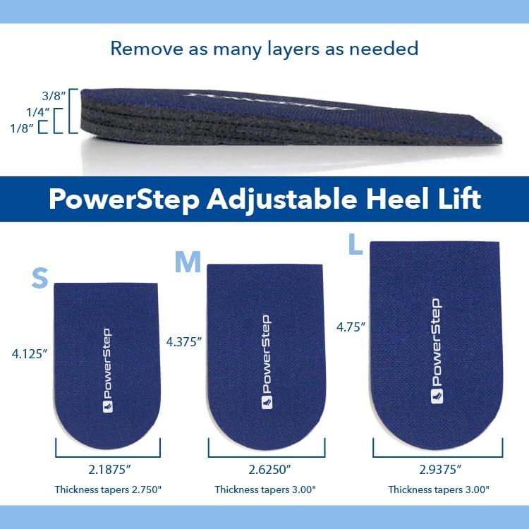 PowerStep Verstellbarer Fersenerhöhung – Verstellbares Fersenkissen für Erwachsene – Linderung bei Fersensporn & Fersenschmerzen, Achillessehnenentzündung, Postoperative Fußstütze – Hergestellt in den USA, Medium (1 Fersenkissen)