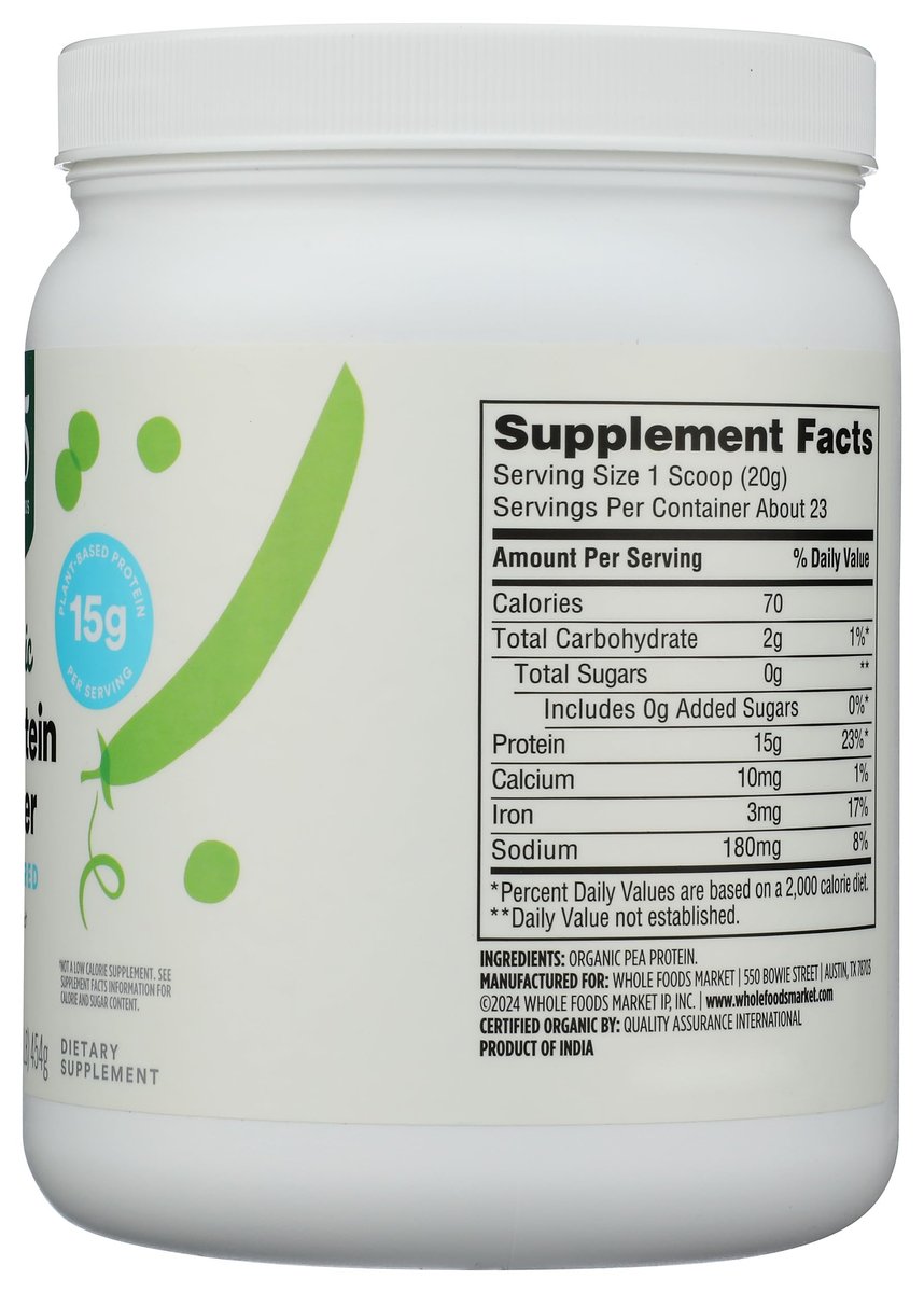 365 by Whole Foods Market Bio Erbsenprotein, 454 g