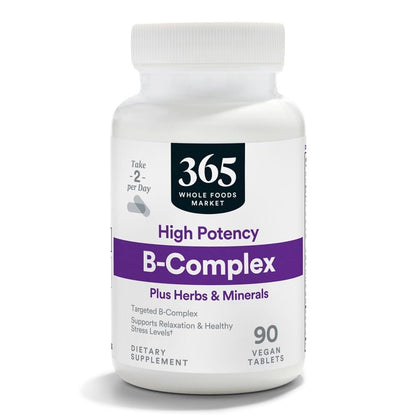 365 by Whole Foods Market Hochdosierter Vitamin-B-Komplex mit Kräuterunterstützung, 90 Tabletten