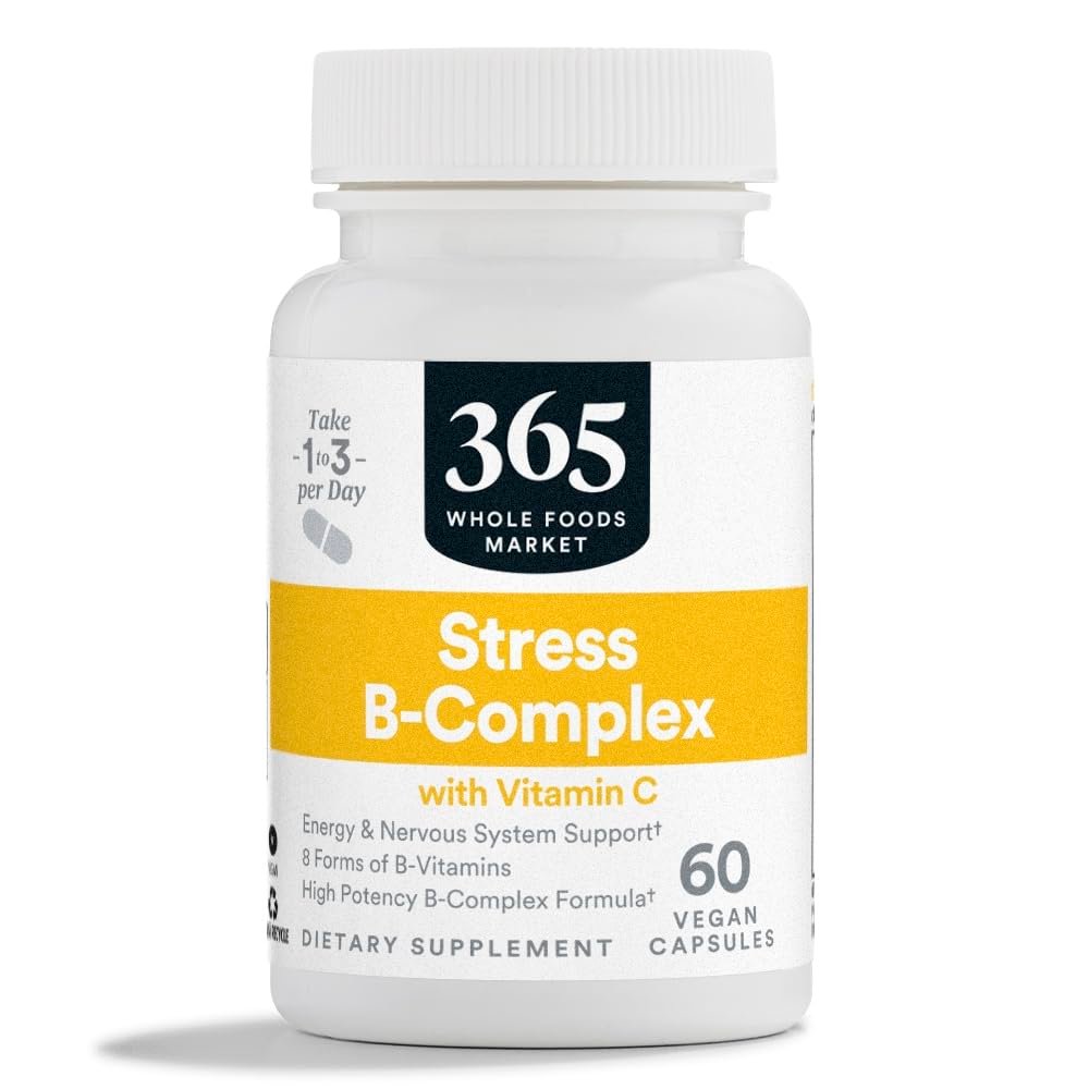 365 by Whole Foods Market, Stress B-Complex mit Vitamin C, Energie- und Nervensystem-Unterstützung, vegan, 60 Kapseln