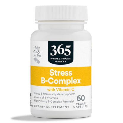 365 by Whole Foods Market, Stress B-Complex mit Vitamin C, Energie- und Nervensystem-Unterstützung, vegan, 60 Kapseln