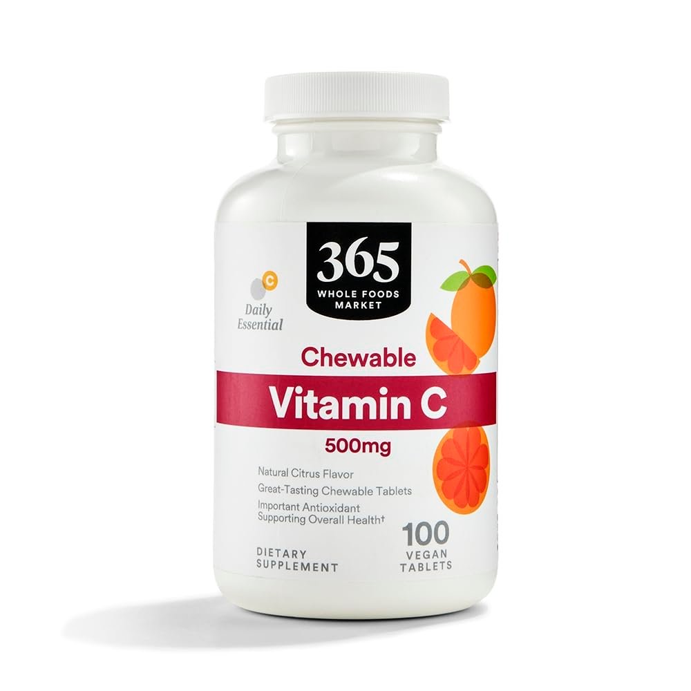 365 by Whole Foods Market Vitamin C 500 mg Kautabletten, natürlicher Zitrusgeschmack, vegan, 100 Tabletten