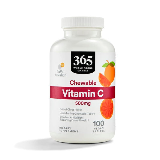 365 by Whole Foods Market Vitamin C 500 mg Kautabletten, natürlicher Zitrusgeschmack, vegan, 100 Tabletten
