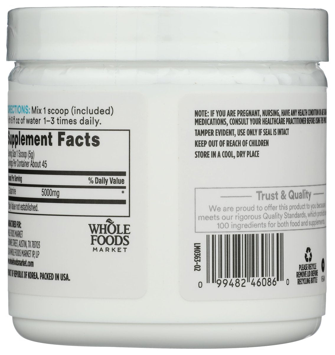 365 by Whole Foods Market L-Glutamin Pulver, 227 g (8 oz)