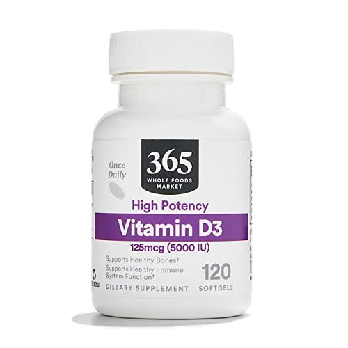 365 by Whole Foods Market Vitamin D3 Weichkapseln, 5000 IE, 120 Stück