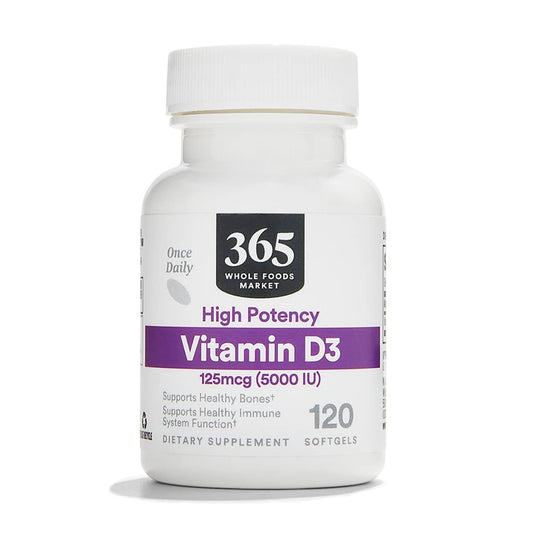 365 by Whole Foods Market Vitamin D3 Weichkapseln, 5000 IE, 120 Stück