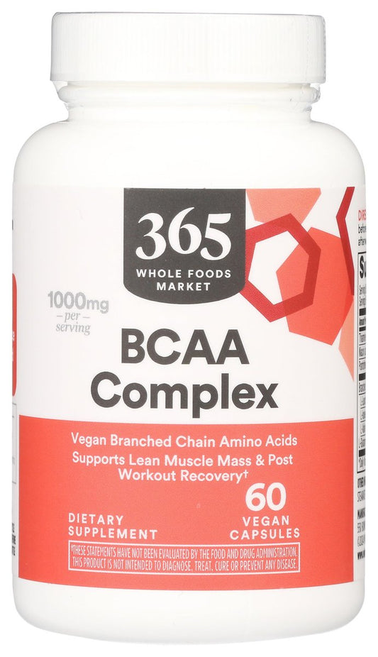 Whole Foods Market BCAA Complex – 60 Kapseln, essenzielle Aminosäuren für Muskelaufbau und Regeneration