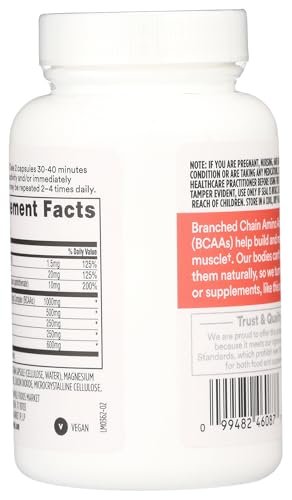 Whole Foods Market BCAA Complex – 60 Kapseln, essenzielle Aminosäuren für Muskelaufbau und Regeneration
