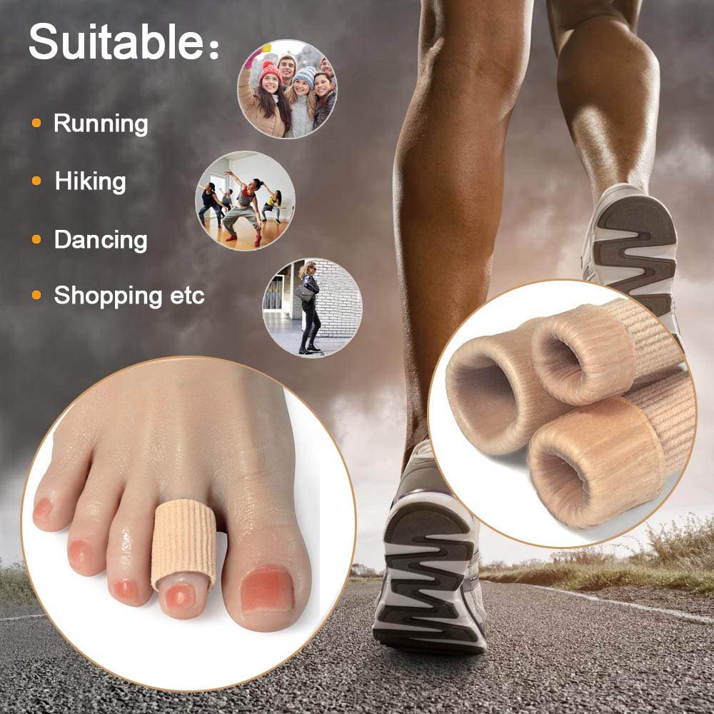 DYKOOK Schneidbare Zehenröhrchen Sleeves 5er-Pack – Elastisches Gewebe mit Silikongel-Futter – Zehenschoner zur Druckentlastung, gegen Hühneraugen und Hornhaut