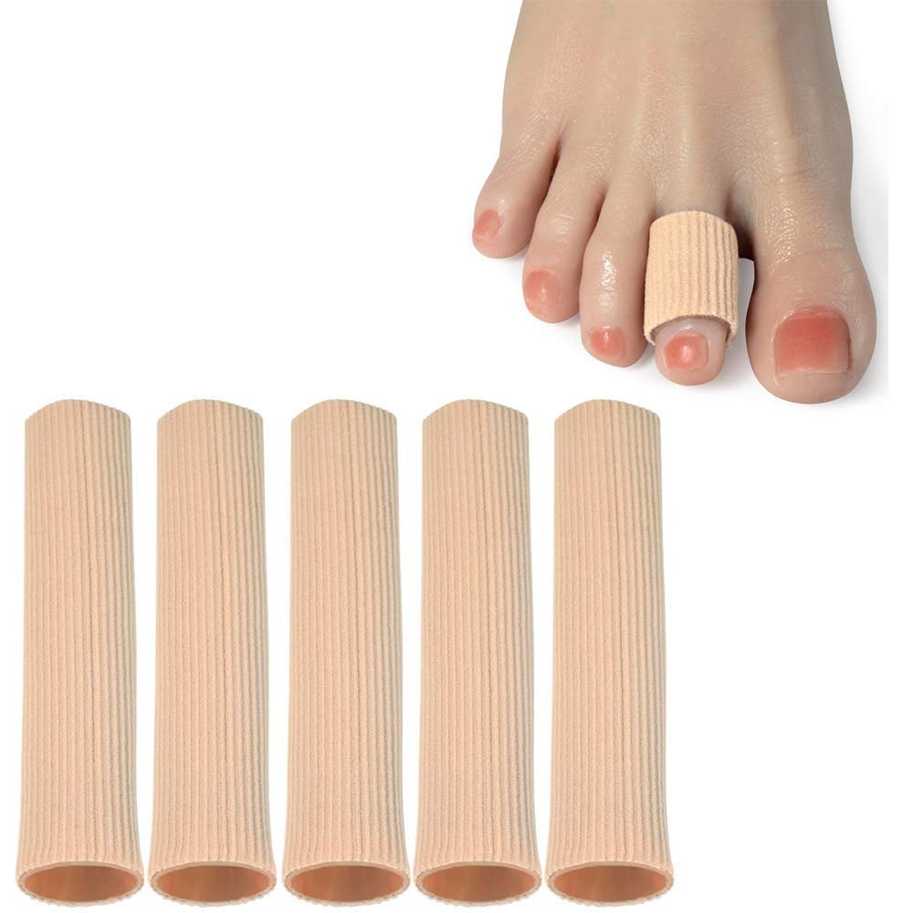DYKOOK Schneidbare Zehenröhrchen Sleeves 5er-Pack – Elastisches Gewebe mit Silikongel-Futter – Zehenschoner zur Druckentlastung, gegen Hühneraugen und Hornhaut