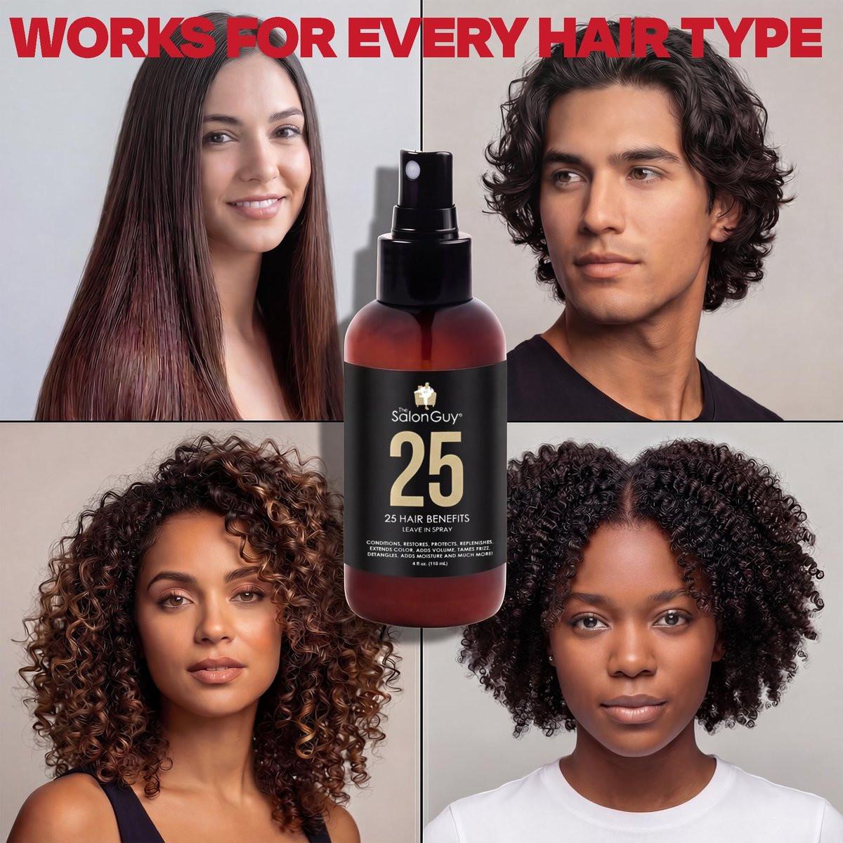 THESALONGUY 25 Spray Leave-In Conditioner – Kollagen, Keratin & Biotin Haarrepair für Männer & Frauen – Stärkt, entwirrt & schützt – Leichte, nicht fettende Formel (118 ml)