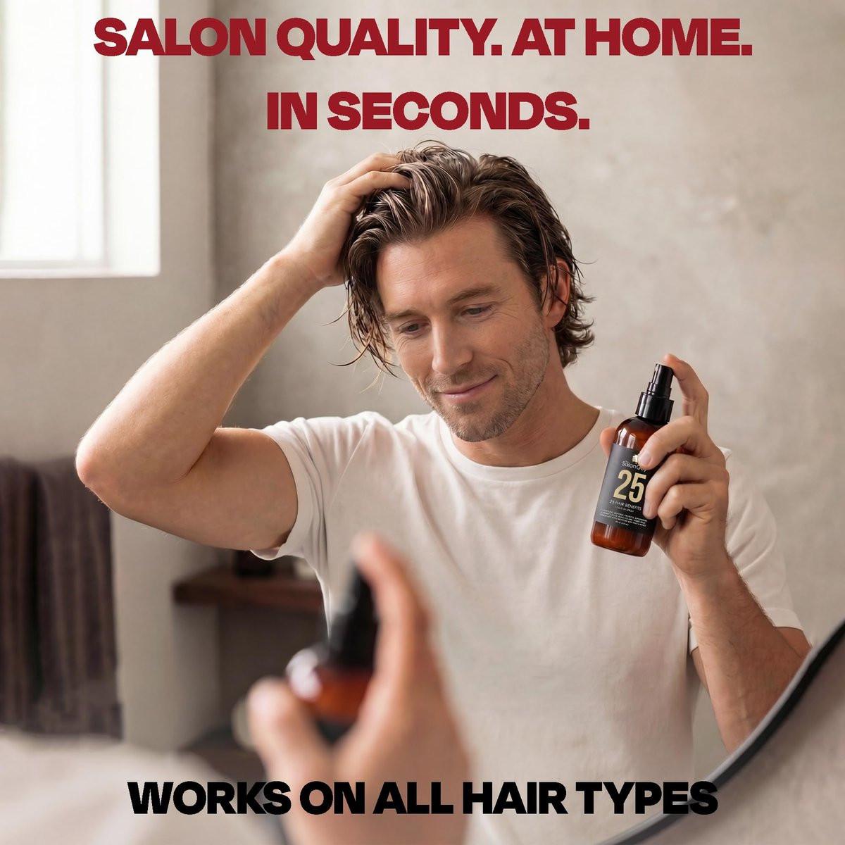 THESALONGUY 25 Spray Leave-In Conditioner – Kollagen, Keratin & Biotin Haarrepair für Männer & Frauen – Stärkt, entwirrt & schützt – Leichte, nicht fettende Formel (118 ml)