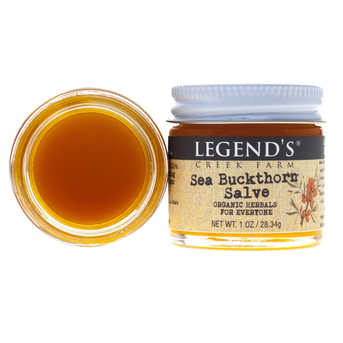 Legend's Creek Farm Kräutersalbe – Heilsalbe mit Sanddornöl & Johanniskraut – natürlicher Balsam für trockene Haut & Hautreizungen – 28g Handgemacht in den USA (Sanddorn)