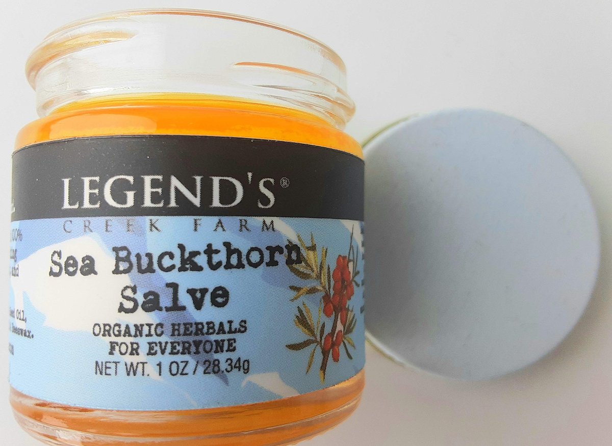 Legend's Creek Farm Kräutersalbe – Heilsalbe mit Sanddornöl & Johanniskraut – natürlicher Balsam für trockene Haut & Hautreizungen – 28g Handgemacht in den USA (Sanddorn)