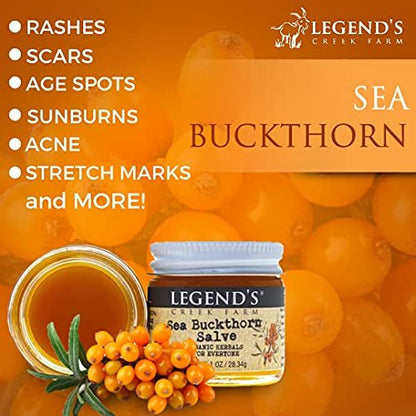 Legend's Creek Farm Kräutersalbe – Heilsalbe mit Sanddornöl & Johanniskraut – natürlicher Balsam für trockene Haut & Hautreizungen – 28g Handgemacht in den USA (Sanddorn)