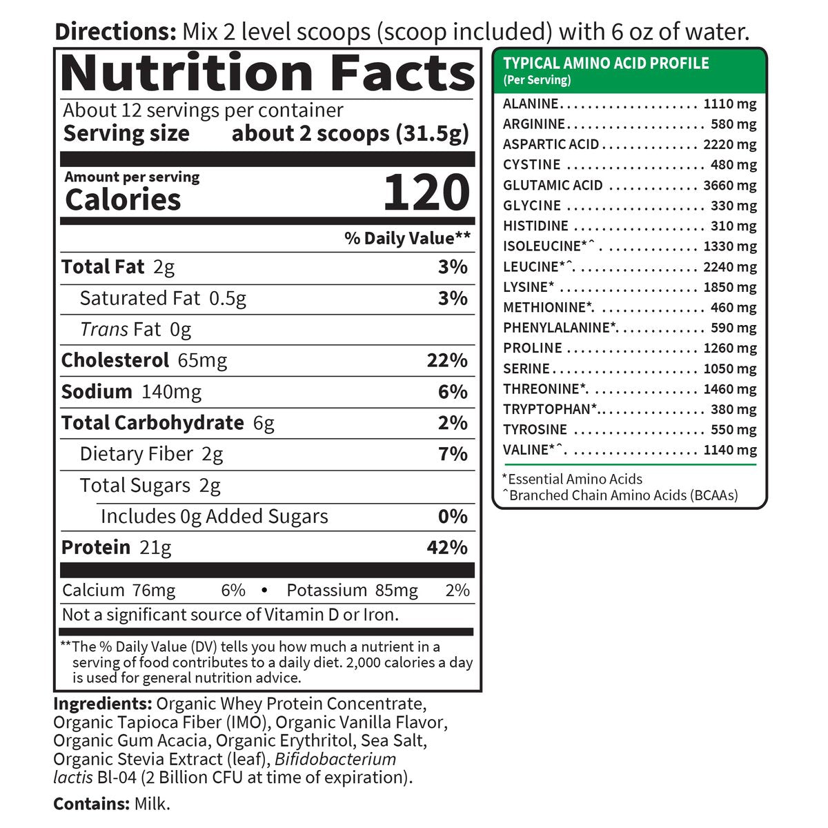 Garden of Life Grass Fed Molkenproteinpulver Vanille – 21g Protein für Frauen & Männer + Probiotika – 12 Portionen – Glutenfrei, Nicht-GVO, Koscher, Human, RBST & rBGH Hormonfrei
