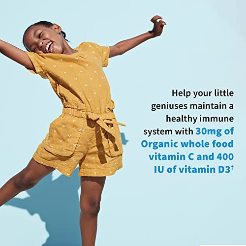 Garden of Life Dr. Formulated Probiotics Organic Kids+ plus Vitamin C & D - Beeren-Kirsche - gluten-, milch- & sojafreies Immun- & Verdauungsergänzungsmittel, kein zugesetzter Zucker, 30 Kautabletten (haltbar)