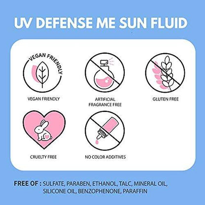MAKEPREM Defense Me Daily Vegan Sun Fluid – Leichter, nicht fettender Sonnenschutz SPF 50+ PA++++, beruhigend, feuchtigkeitsspendend, riffsicher, für empfindliche und zu Akne neigende Haut, Gesicht und Körper, 150 ml