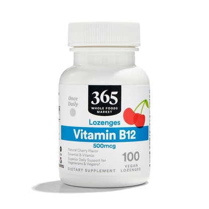 365 by Whole Foods Market Vitamin B12 500 mcg Lutschtabletten, natürlicher Kirschgeschmack, vegan, 100 Stück