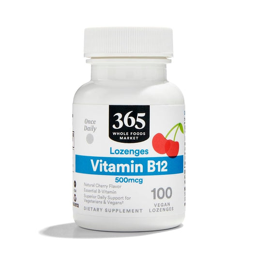 365 by Whole Foods Market Vitamin B12 500 mcg Lutschtabletten, natürlicher Kirschgeschmack, vegan, 100 Stück