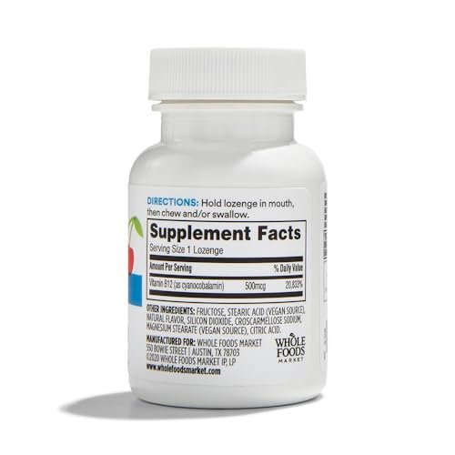 365 by Whole Foods Market Vitamin B12 500 mcg Lutschtabletten, natürlicher Kirschgeschmack, vegan, 100 Stück