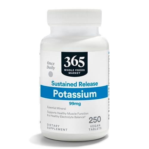 365 by Whole Foods Market Kalium 99mg mit verzögerter Freisetzung, vegan, 250 Tabletten