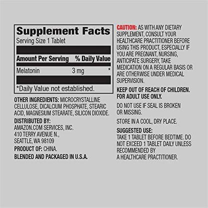 Amazon Elements Melatonin 3 mg – Vegan, ungeschmackvoll, 260 Tabletten, 8-Monats-Vorrat (Verpackung kann variieren)