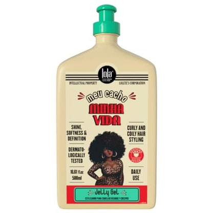 Lola From Rio – Meu Cacho Minha Vida – Feuchtigkeitsspendendes Jelly Gel für definierte, federnde Locken & Wellen – Flexibler Halt Styling Gel für lockiges Haar – 500 ml