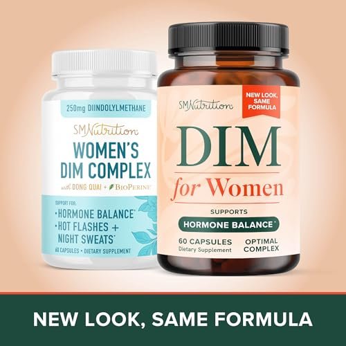 DIM Supplement für Frauen 250 mg | Östrogen- & Hormonbalance | Wechseljahre, Hitzewallungen & Nachtschweiß Unterstützung | DIM Complex mit BioPerin | Glutenfrei | 60 Stück