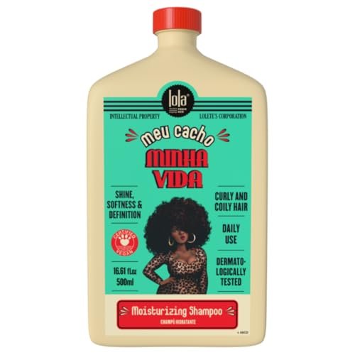 Lola From Rio Meu Cacho Minha Vida Feuchtigkeitsspendendes Shampoo für definierte, weiche, lebendige Locken – pflegend, feuchtigkeitsspendend, paraben- und sulfatfrei, 500 ml