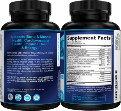 Potent Garden Mega Mineral Komplex – Vollständiger Mineralienkomplex mit Calcium, Magnesium, Zink, Kalium, Bor, Selen, Chrom & 72 Spurenelementen – Eisenfreies Calciumpräparat – 100 Kapseln