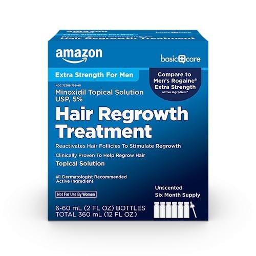 Minoxidil 5% Lösung zur Behandlung von Haarausfall für Männer, Extra Stärke, 12 Flüssigunzen (6 x 2 Fl Oz)